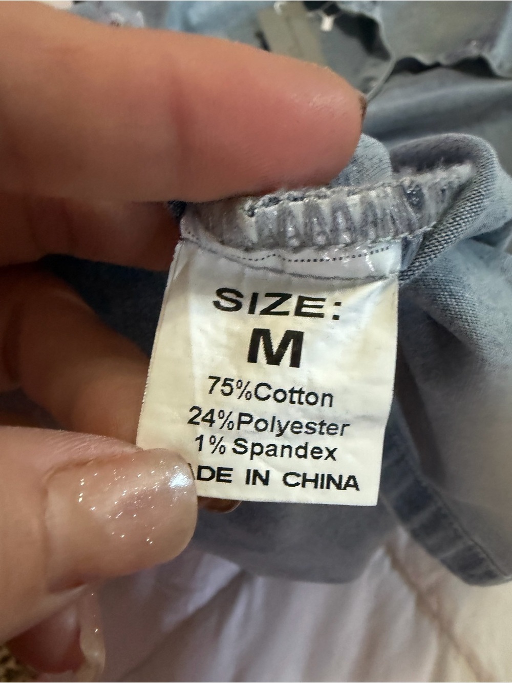 Light Blue Denim Button-Front Women's Dress - Picture 9 of 9